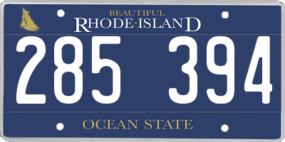 RI license plate 285394