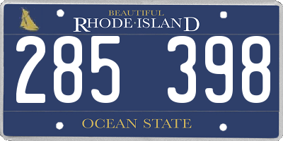 RI license plate 285398