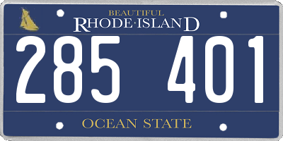 RI license plate 285401