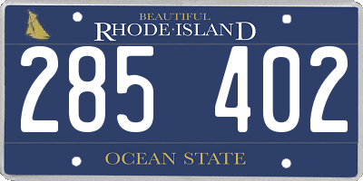 RI license plate 285402