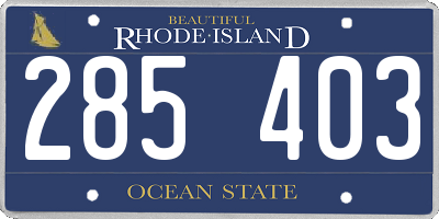 RI license plate 285403
