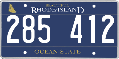 RI license plate 285412