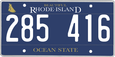 RI license plate 285416