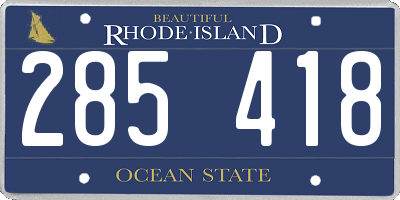 RI license plate 285418