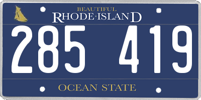 RI license plate 285419