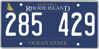 RI license plate 285429