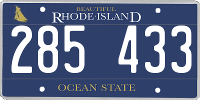 RI license plate 285433