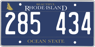 RI license plate 285434