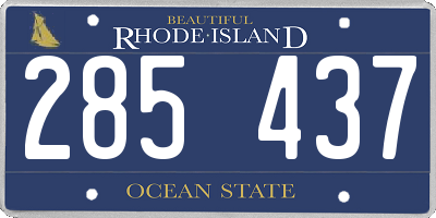 RI license plate 285437