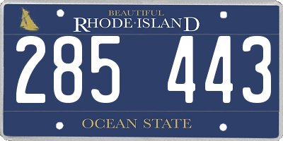 RI license plate 285443