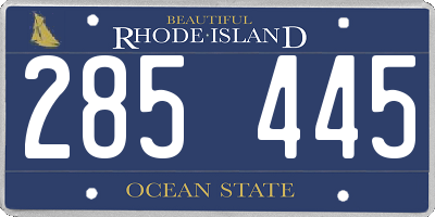 RI license plate 285445