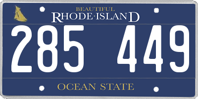 RI license plate 285449