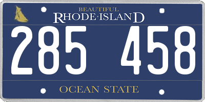 RI license plate 285458