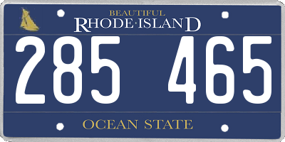 RI license plate 285465