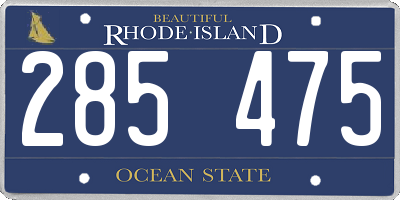 RI license plate 285475