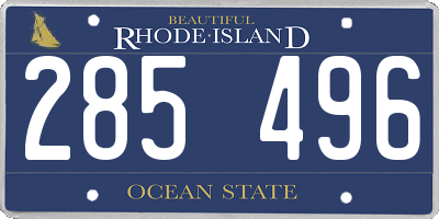 RI license plate 285496