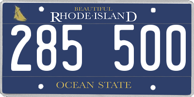 RI license plate 285500