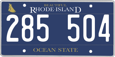 RI license plate 285504