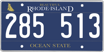 RI license plate 285513