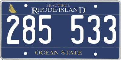RI license plate 285533