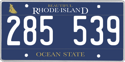 RI license plate 285539