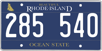 RI license plate 285540