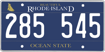 RI license plate 285545