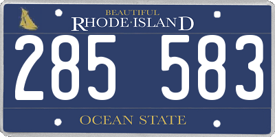 RI license plate 285583