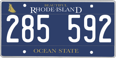 RI license plate 285592