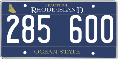 RI license plate 285600
