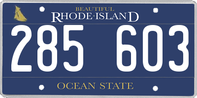 RI license plate 285603