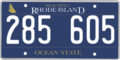 RI license plate 285605