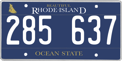 RI license plate 285637