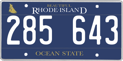 RI license plate 285643