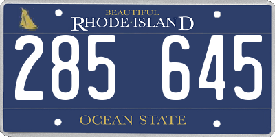 RI license plate 285645