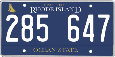 RI license plate 285647