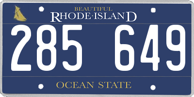 RI license plate 285649