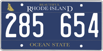RI license plate 285654