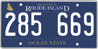 RI license plate 285669