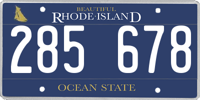 RI license plate 285678