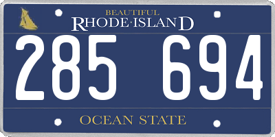 RI license plate 285694