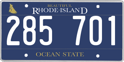 RI license plate 285701