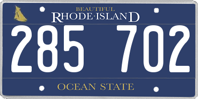 RI license plate 285702
