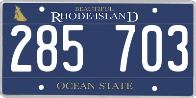 RI license plate 285703