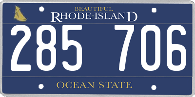 RI license plate 285706