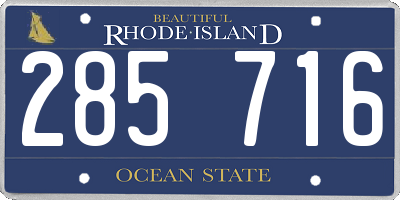 RI license plate 285716