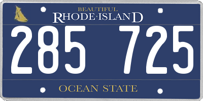 RI license plate 285725