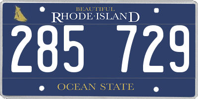 RI license plate 285729