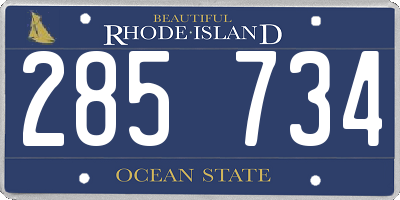 RI license plate 285734