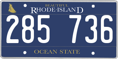 RI license plate 285736